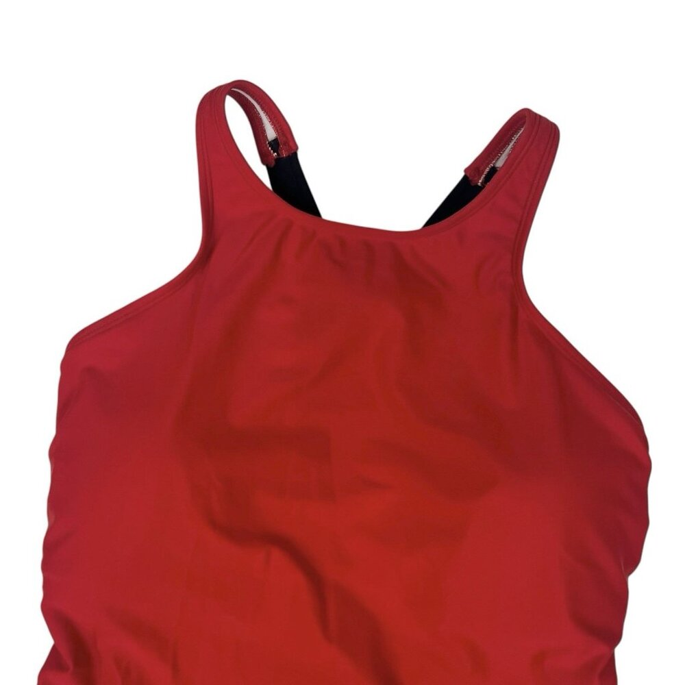 Sports Illustrated One Piece Swimsuit Size Large Red High Leg Racer T Strap Back - Picture 4 of 10